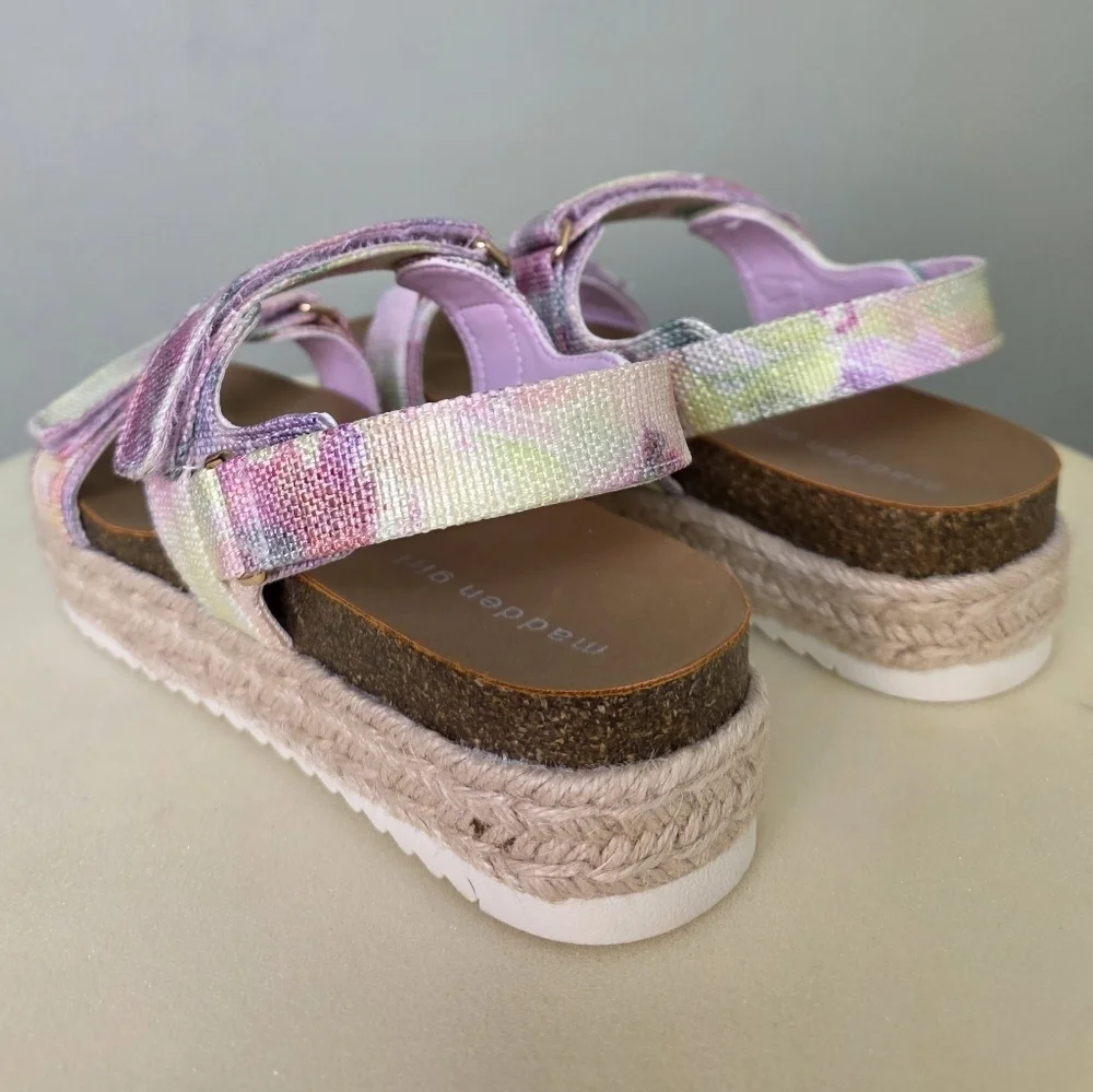 Madden Girl Teddy-T Pastel Tie-Dye Platform Velcro Sandals, Size 4 NEW IN BOX!